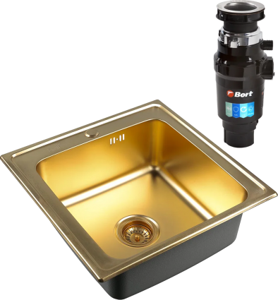 Комплект Мойка кухонная Zorg Inox PVD Inox Pvd SZR-5050 bronze + Измельчитель Bort Master Eco