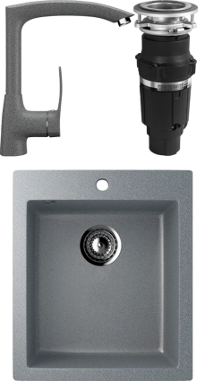 Комплект Мойка кухонная Ulgran U-404 -309 темно-серая + Смеситель U-005 -309 темно-серый + Измельчитель Bone Crusher BC 610-AS