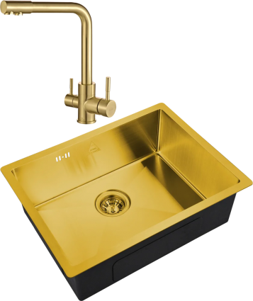 Комплект Мойка кухонная Steel Hammer SH 5844 BRONZE бронза + Смеситель SH 801 Inox Bronze PVD