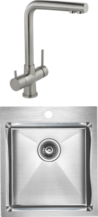 Комплект Мойка кухонная Paulmark Favore PM214551-BS брашированная нержавеющая сталь + Смеситель Veragio Milano 30635 нержавеющая сталь