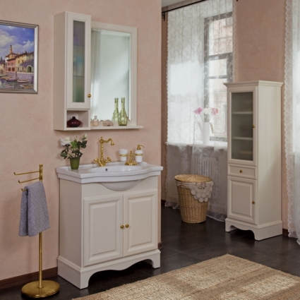 Мебель для ванной La Beaute Classic Michel 80 слоновая кость матовый, фурнитура золото