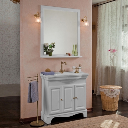 Мебель для ванной La Beaute Classic Michel 90 белый матовый, фурнитура бронза