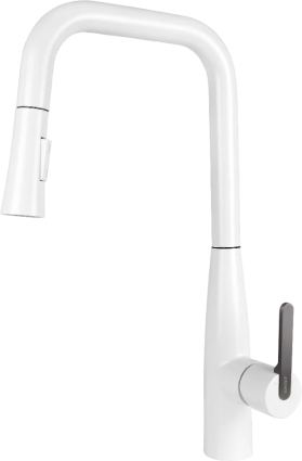 Смеситель для кухни Kaiser Claro 22144-24 белый матовый и вороненая сталь