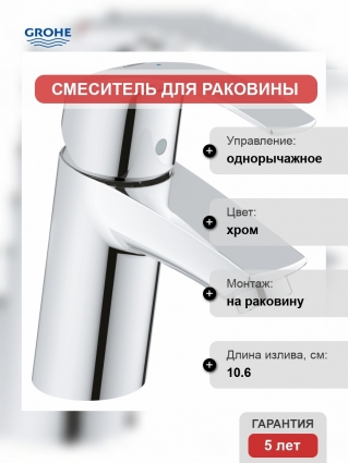 Смеситель Grohe Eurosmart для раковины