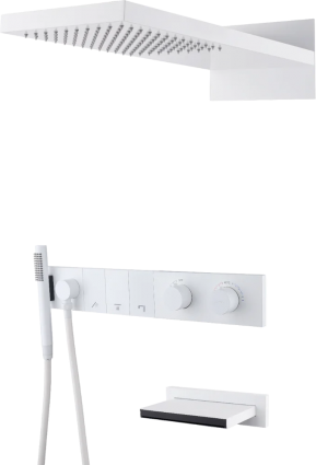 Душевой комплект Boheme Zodiac 133-2-MW термостат, С ВНУТРЕННЕЙ ЧАСТЬЮ, matt white