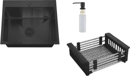 Мойка кухонная РМС MR MR-5050BL c корзиной и дозатором, графит