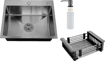 Мойка кухонная РМС MR MR-5843BL c корзиной и дозатором, графит