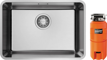 Комплект Мойка кухонная Omoikiri Omi 53-U/I Ultra Mini-IN нержавеющая сталь + Измельчитель Nagare slim 900
