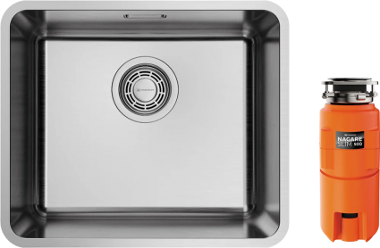 Комплект Мойка кухонная Omoikiri Omi 43-U/I Ultra Mini-IN нержавеющая сталь + Измельчитель Nagare slim 500