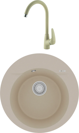 Комплект Мойка кухонная Lemark Sula 500 9910002 бежевая + Смеситель Linara LM0405PBG бежевый