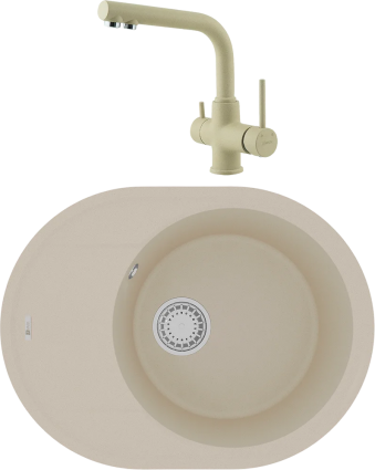Комплект Мойка кухонная Lemark Lacha 620 9910050 бежевая + Смеситель Comfort LM3061PBG бежевый