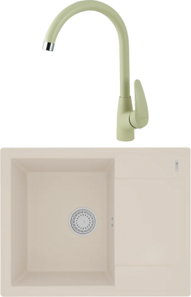 Комплект Мойка кухонная Lemark Imandra 640 9910024 шампань + Смеситель Linara LM0405PSH шампань