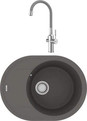 Комплект Мойка кухонная Lemark Lacha 620 9910053 серый шелк + Смеситель Expert LM5083S-Gray сталь, серый