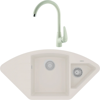 Комплект Мойка кухонная Lemark Irkana 980 9910046 жасмин + Смеситель Linara LM0405PJS жасмин
