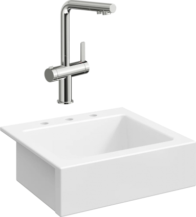 Комплект Мойка кухонная Domaci Сиена 50166-101 с 3 отверстиями, белый глянец + Смеситель STWORKI 23020-648/1BG-IG11