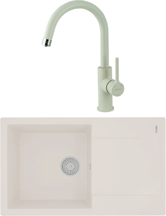 Комплект Мойка кухонная Lemark Imandra 840 9910034 жасмин + Смеситель Comfort LM3073PJS жасмин