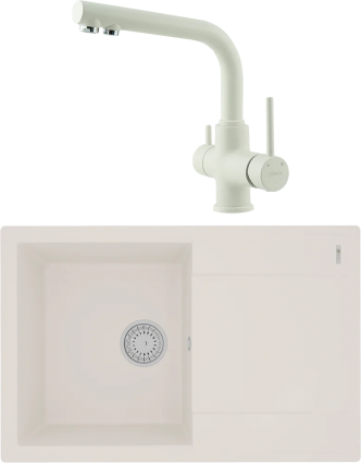 Комплект Мойка кухонная Lemark Imandra 760 9910028 жасмин + Смеситель Comfort LM3061PJS жасмин