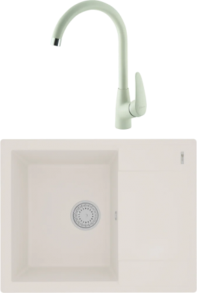 Комплект Мойка кухонная Lemark Imandra 640 9910022 жасмин + Смеситель Linara LM0405PJS жасмин