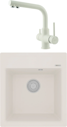Комплект Мойка кухонная Lemark Hanka 450 9910010 жасмин + Смеситель Comfort LM3061PJS жасмин