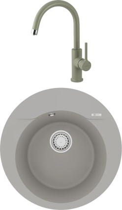 Комплект Мойка кухонная Lemark Sula 500 9910003 грей + Смеситель Comfort LM3073PGR грей
