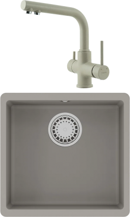 Комплект Мойка кухонная Lemark Sinara 440-U 9910069 грей + Смеситель Comfort LM3061PGR грей
