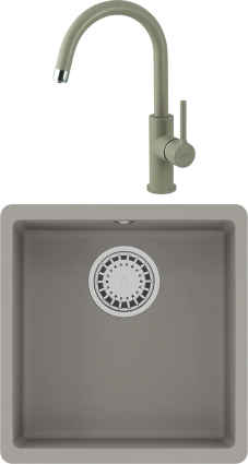 Комплект Мойка кухонная Lemark Sinara 400-U 9910063 грей + Смеситель Comfort LM3073PGR грей