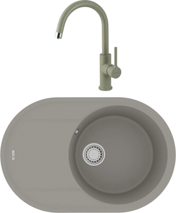 Комплект Мойка кухонная Lemark Lacha 760 9910057 грей + Смеситель Comfort LM3073PGR грей