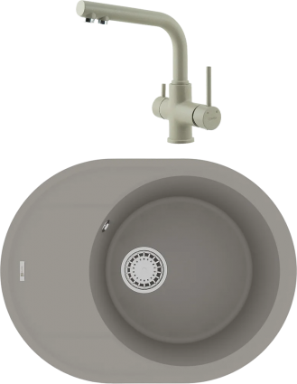 Комплект Мойка кухонная Lemark Lacha 620 9910051 грей + Смеситель Comfort LM3061PGR грей
