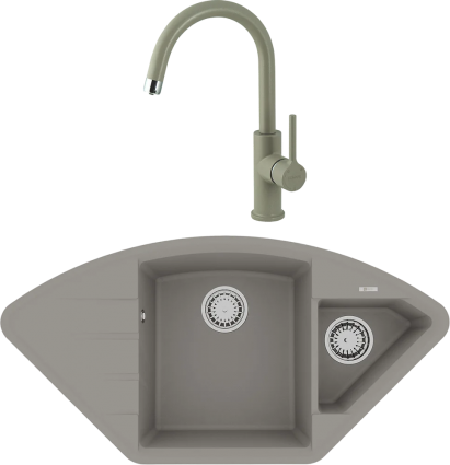 Комплект Мойка кухонная Lemark Irkana 980 9910045 грей + Смеситель Comfort LM3073PGR грей