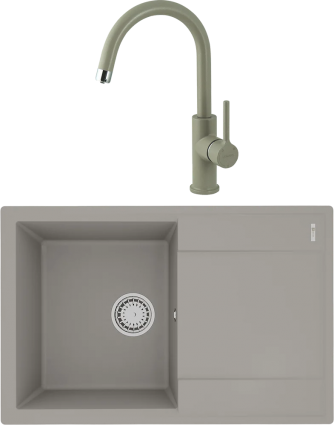 Комплект Мойка кухонная Lemark Imandra 760 9910027 грей + Смеситель Comfort LM3073PGR грей