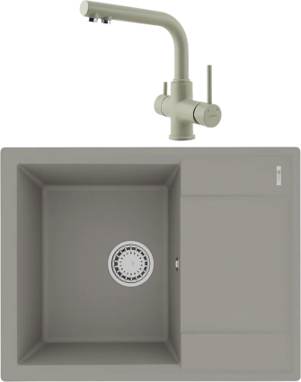 Комплект Мойка кухонная Lemark Imandra 640 9910021 грей + Смеситель Comfort LM3061PGR грей