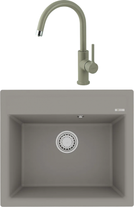 Комплект Мойка кухонная Lemark Hanka 570 9910015 грей + Смеситель Comfort LM3073PGR грей