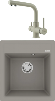 Комплект Мойка кухонная Lemark Hanka 450 9910009 грей + Смеситель Comfort LM3061PGR грей
