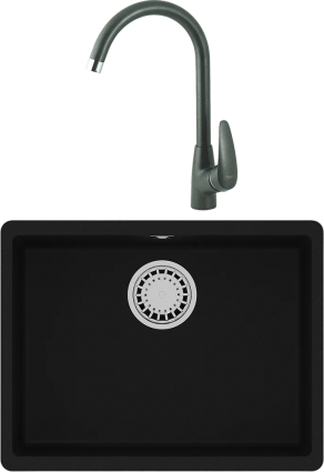 Комплект Мойка кухонная Lemark Sinara 540-U 9910073 антрацит + Смеситель Linara LM0405PAN антрацит