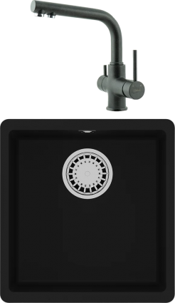 Комплект Мойка кухонная Lemark Sinara 400-U 9910061 антрацит + Смеситель Comfort LM3061PAN антрацит