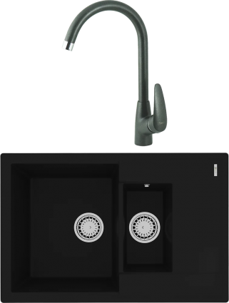 Комплект Мойка кухонная Lemark Ramza 760 9910037 антрацит + Смеситель Linara LM0405PAN антрацит