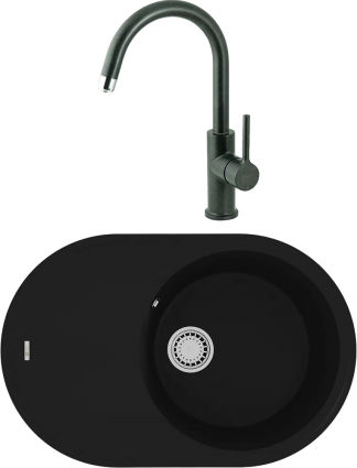 Комплект Мойка кухонная Lemark Lacha 760 9910055 антрацит + Смеситель Comfort LM3073PAN антрацит