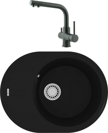 Комплект Мойка кухонная Lemark Lacha 620 9910049 антрацит + Смеситель Comfort LM3061PAN антрацит