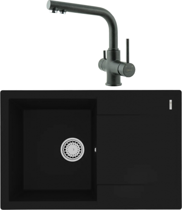 Комплект Мойка кухонная Lemark Imandra 760 9910025 антрацит + Смеситель Comfort LM3061PAN антрацит