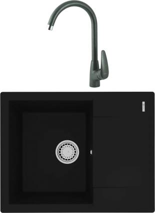 Комплект Мойка кухонная Lemark Imandra 640 9910019 антрацит + Смеситель Linara LM0405PAN антрацит