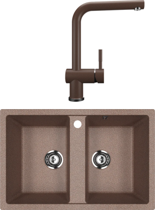 Комплект Мойка кухонная Ulgran U-608 -307 терракот + Смеситель U-022 терракот