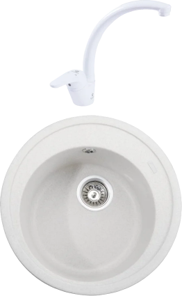 Комплект Мойка кухонная Kaiser KGM-510-W белая + Смеситель County 55244-4 белый