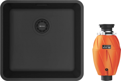 Комплект Мойка кухонная Omoikiri Omi 43-U/I Ultra-GB графит + Измельчитель Nagare 1000