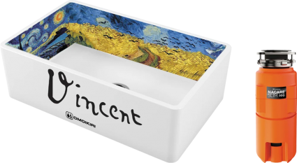 Комплект Мойка кухонная Omoikiri Mikura 76-Vangogh white + Измельчитель Nagare slim 500