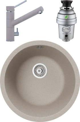 Комплект Мойка кухонная TopZero Kelly 460-58 Beach + Смеситель Leonardo beach 58 + Измельчитель Zorg Inox D