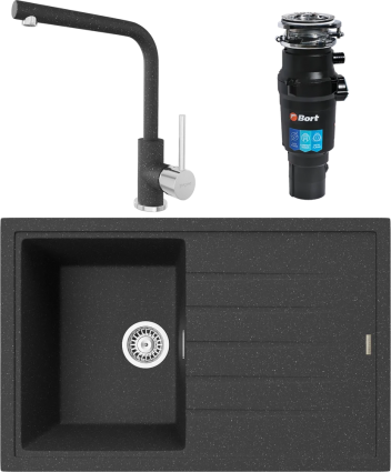 Комплект Мойка кухонная TopZero Juliet 780.500-40 galaxy + Смеситель Donald galaxy 40 + Измельчитель Bort Titan 7000