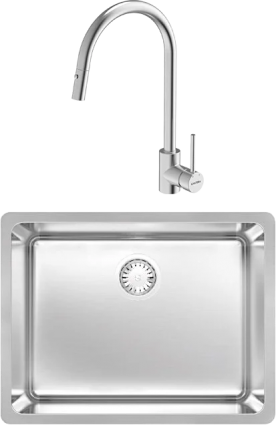 Комплект Мойка кухонная Kantera Zeffiro ZFR130-F diamond + Смеситель Cignus KTR037-BR