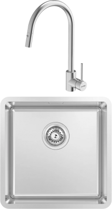 Комплект Мойка кухонная Kantera Lucia LUR120 diamond + Смеситель Cignus KTR037-BR