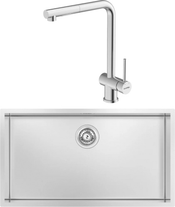Комплект Мойка кухонная Kantera Cube CRR740 MB mikrobrush + Смеситель Piato 44713