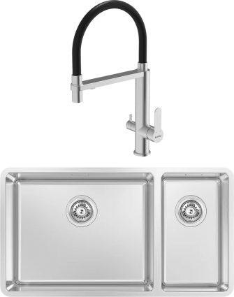 Комплект Мойка кухонная Kantera Lucia LUR221/L diamond + Смеситель Crystal 44731 brush